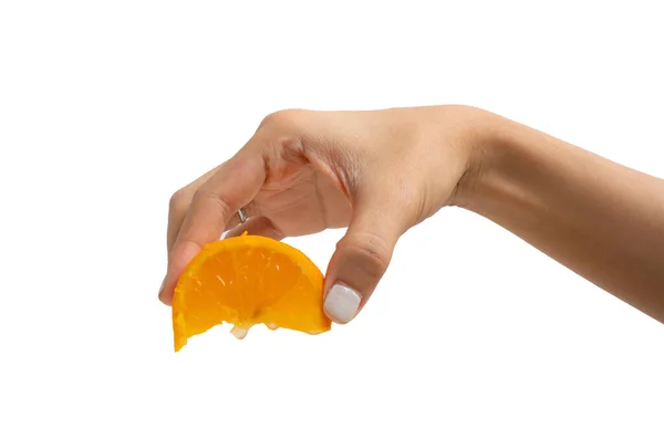 Mãos Segurar Laranjas Frutas Frescas Alimentos Orgânicos Saudáveis Crus Mercearia — Fotografia de Stock