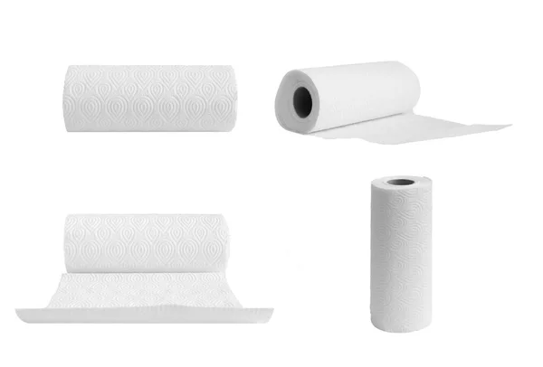 Tkáňový Papír Role Toaletě Nebo Izolované Bílém Pozadí Čisté Hygienické — Stock fotografie
