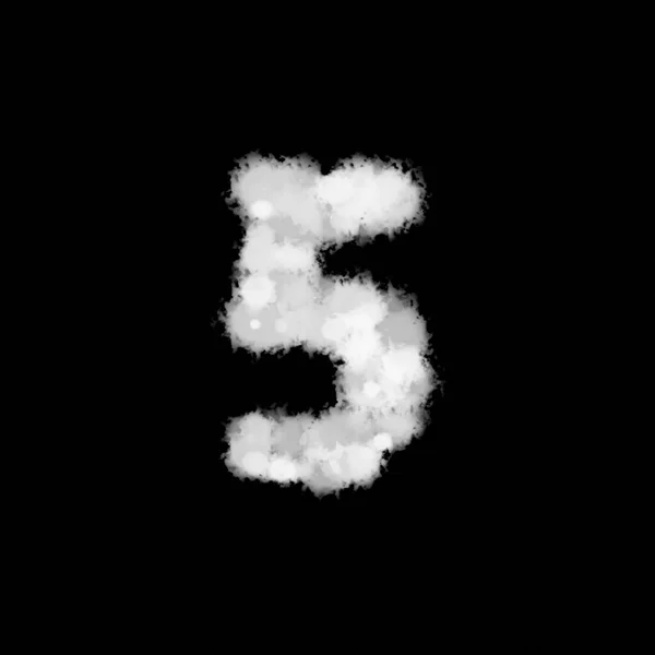 雾或烟雾在黑色背景上形成5 5号字母表文字字符 — 图库照片