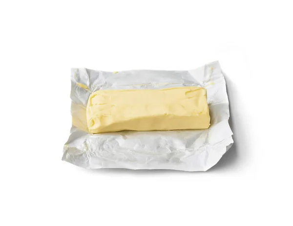 Masło Lub Margaryna Izolowane Białym Tle Produkty Mleczne Tłuszcz Białko — Zdjęcie stockowe
