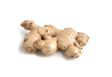 Ginger Herb beyaz arka planda izole edildi. Taze sebze. Çiğ organik sağlıklı yiyecekler. Market, süpermarket, yemek ve yemek..