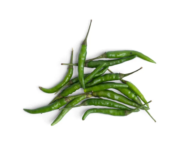 Chilli Papričky Plátky Zelené Chilli Papričky Izolované Bílém Pozadí Horké — Stock fotografie
