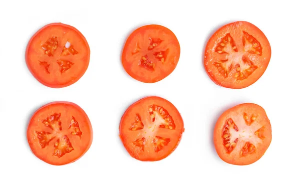 Rodajas Tomate Aisladas Sobre Fondo Blanco Vegetales Frescos Comida Sana — Foto de Stock