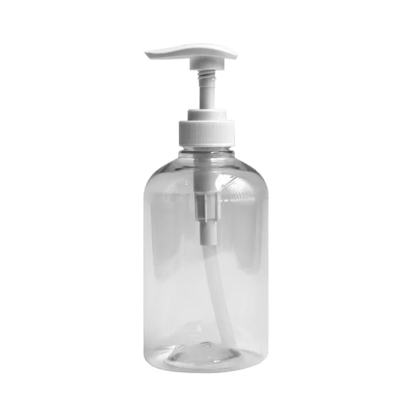 Una Botella Plástico Jabón Transparente Con Bomba Dispensadora Aislada Sobre — Foto de Stock