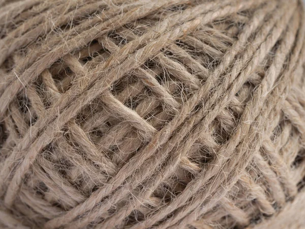 Natural Fiber Brown Thread Yarn String Rope Isolated White Background — ストック写真