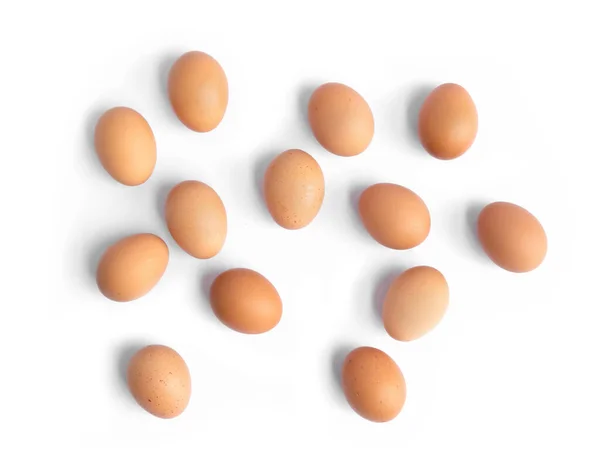 Muitos Ovos Frescos Ingrediente Alimentar Isolado Sobre Fundo Branco — Fotografia de Stock
