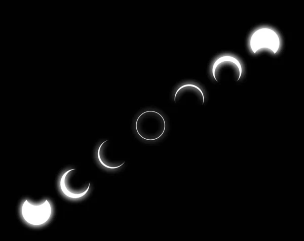 Eclissi Solare Luna Piena Lunare Con Luce Sul Cielo Nel — Foto Stock