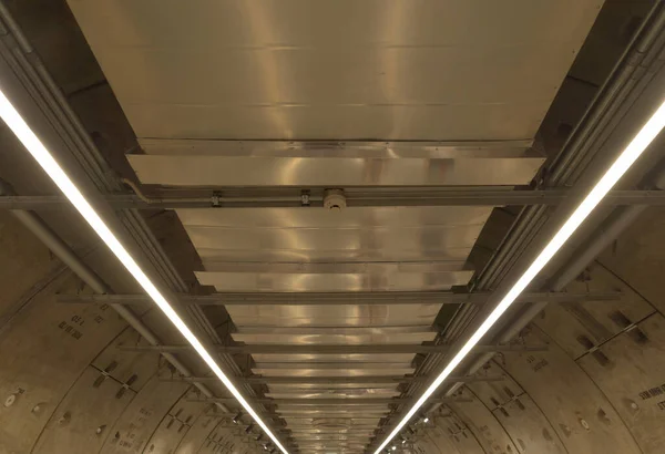 Ceiling Metro Tunnel Subway Station Underground Interior Design — Stock Photo, Image