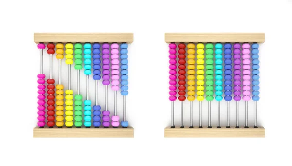 Kleurrijke Chinese Oude Abacus Geïsoleerd Witte Achtergrond Berekening Telling Van — Stockfoto