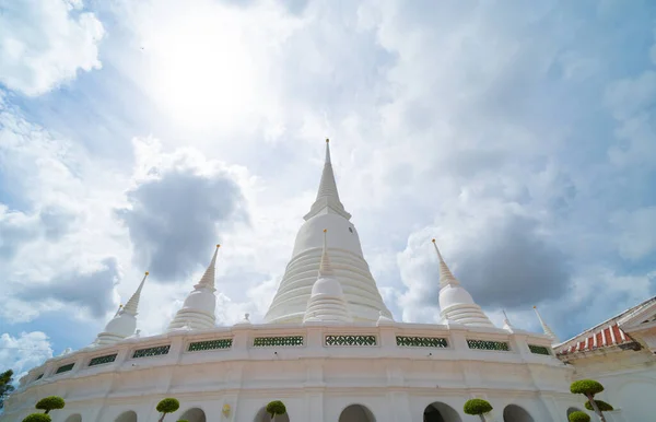 Pagode Blanche Stupa Wat Prayun Wongsawat Worawihan Buddhist Temple Bangkok — Photo