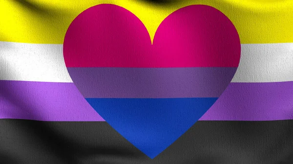 Bandera Binaria Del Orgullo Bisexual Lgbt Símbolo Soplando Viento Diseño —  Fotos de Stock