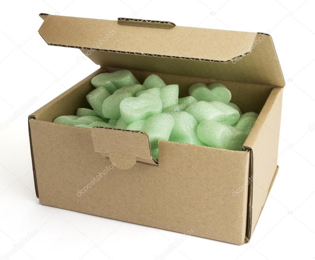 packaging box with green foam
