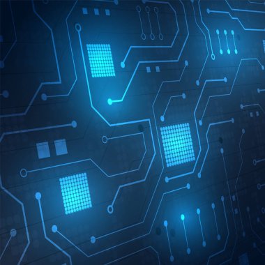 Yüksek teknolojili dijital veri bağlantı sistemi ve bilgisayar elektronik desing ile devre teknolojisi arka planı