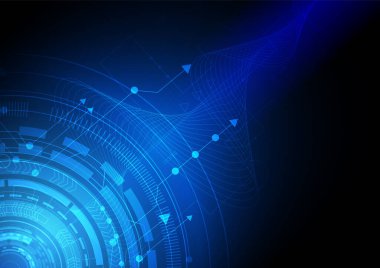 Yüksek teknolojili dijital veri bağlantı sistemi ve bilgisayar elektronik desing ile devre teknolojisi arka planı