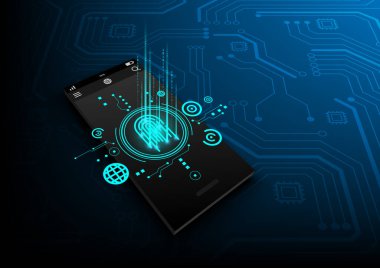 Yüksek teknolojili dijital veri bağlantı sistemi ve bilgisayar elektronik desing ile devre teknolojisi arka planı