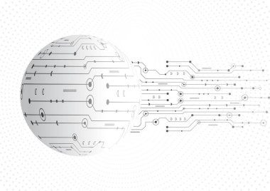 Yüksek teknolojili dijital veri bağlantı sistemi ve bilgisayar elektronik desing ile devre teknolojisi arka planı