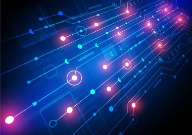 Yüksek teknolojili dijital veri bağlantı sistemi ve bilgisayar elektronik desing ile devre teknolojisi arka planı