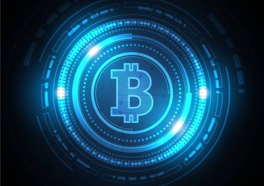 Yüksek teknolojili dijital veri bağlantı sistemi ve bilgisayar elektronik tasarımı ile Bitcoin Devre Arkaplanı