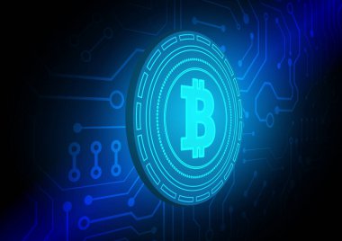 Yüksek teknolojili dijital veri bağlantı sistemi ve bilgisayar elektronik tasarımı ile Bitcoin Devre Arkaplanı