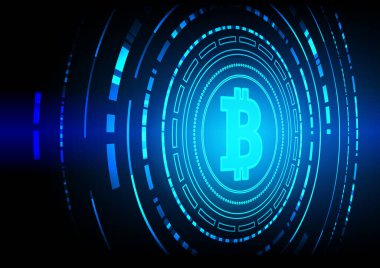 Yüksek teknolojili dijital veri bağlantı sistemi ve bilgisayar elektronik tasarımı ile Bitcoin Devre Arkaplanı