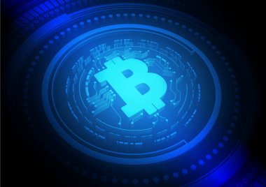 Yüksek teknolojili dijital veri bağlantı sistemi ve bilgisayar elektronik tasarımı ile Bitcoin Devre Arkaplanı