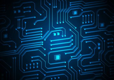 Yüksek teknolojili dijital veri bağlantı sistemi ve bilgisayar elektronik tasarımı ile devre teknolojisi arkaplanı