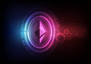 Yüksek teknolojili dijital veri bağlantı sistemi ve bilgisayar elektronik tasarımı olan kripto para birimi teknolojisi arka planı