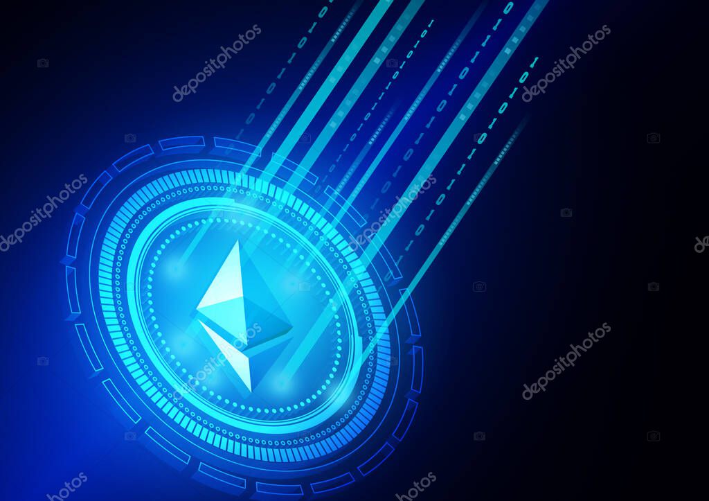 Cryptocurrency technology background with hi-tech digital data connection system and computer electronic design