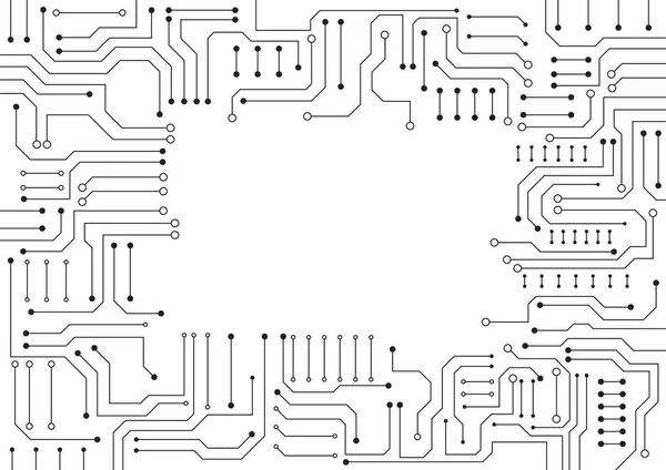 Circuit Teknik Bakgrund Med Högteknologisk Digital Dataanslutning System Och Dator — Stock vektor