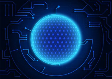 Yüksek teknolojili dijital veri bağlantı sistemi ve bilgisayar elektronik tasarımı ile devre teknolojisi arkaplanı