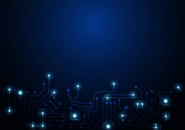 Yüksek teknolojili dijital veri bağlantı sistemi ve bilgisayar elektronik tasarımı ile devre teknolojisi arkaplanı