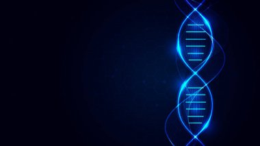 Dinamik ışık akışı ve dijital DNA molekül yapısına sahip fütürist soyut arka plan. Soyut verilerin ve modern sistem ağlarının çekici bir görselleştirmesi.