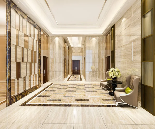 Rendering Luxury Lobby Armchair Corridor — Stock Photo, Image