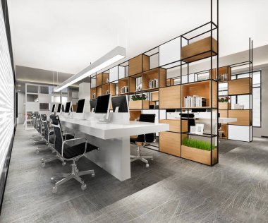 3D iş görüşmesi ve ofis binasındaki çalışma odası