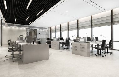 3 boyutlu iş görüşmesi ve ofis binasındaki çalışma odası.