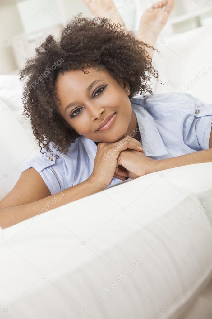 Happy Mixed Race African American Girl Young Woman Stock Photo