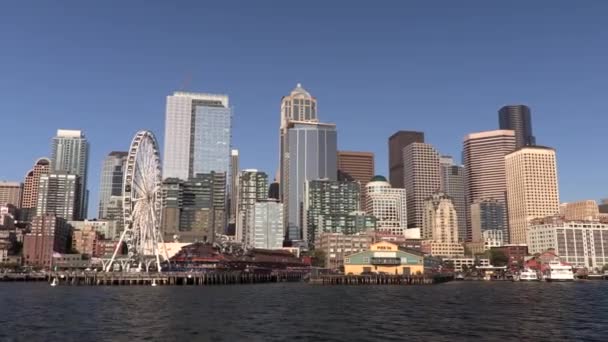 워싱턴주 시애틀에서 2019 시애틀의 스카이라인과 프론트에서 — 비디오