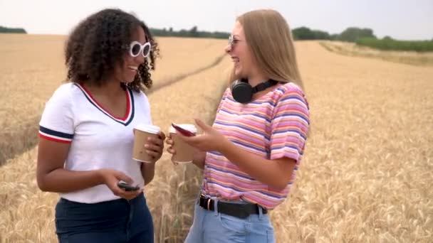 Pretty Blonde Girl Mixed Race Teenager Young Women Wearing Sunglasses — Stock Video