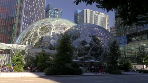 Sede Amazon Personas Sexta Avenue Seattle Washington Agosto 2019 Amazon — Vídeo de stock