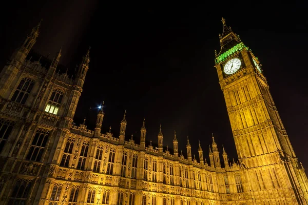 Big Ben Domy Parlamentu Londyn Nocy — Zdjęcie stockowe