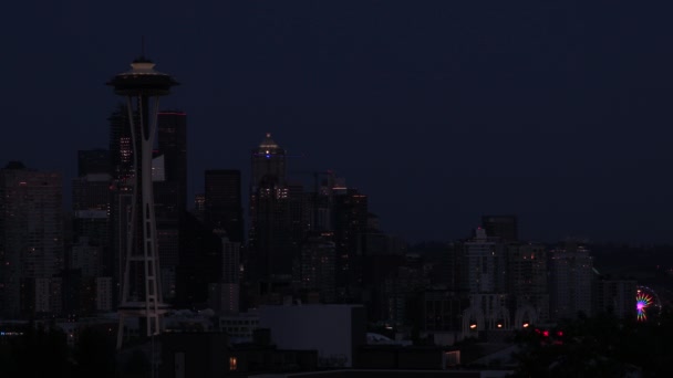 Time Lapse Seattle City Skyline Night Seattle Washington Usa — 비디오