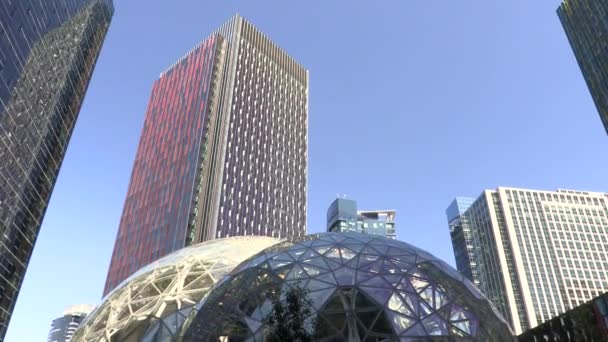 Sede Amazon Tráfico Sexta Avenue Seattle Washington Agosto 2019 Inclinarse — Vídeos de Stock