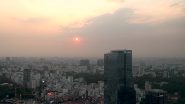 Chi Minh City Saigon Vietnam Sunset April 2018 Panning View — Stock Video