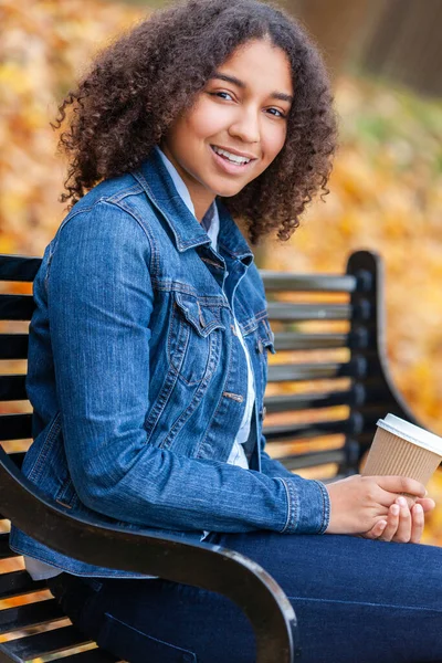 Beautiful Happy Mixed Race African American Girl Teenager Female Young — Stock Photo, Image