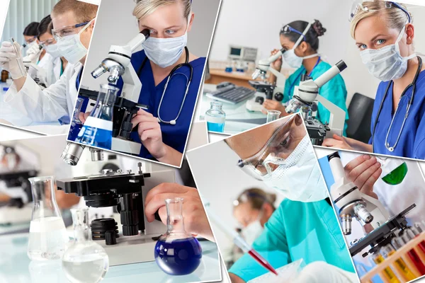 Medical Montage Doctors & Nurses Science Research — Stock Photo, Image