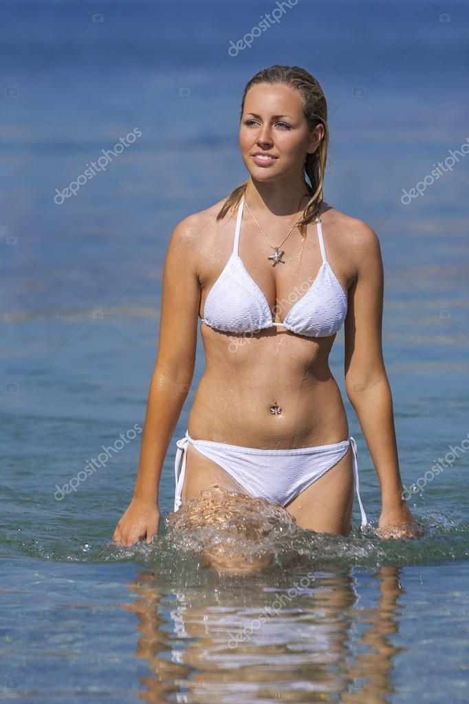 Beautiful Bikini Woman At Beach Stock Photo by 53973375