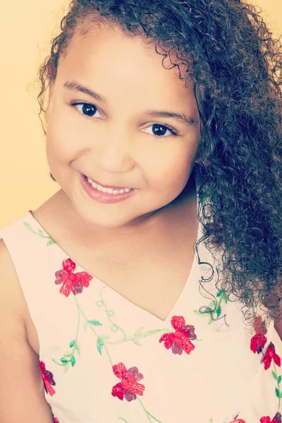 Instagram Style Happy African American Mixed Race Girl — Stock Photo, Image