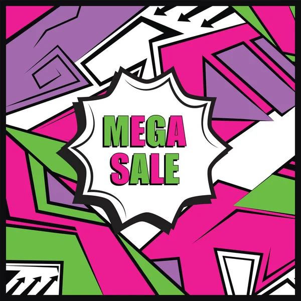 Mega Sale Banner Design Abstract Colorful Layout Sale Promo Editable — Stock Vector