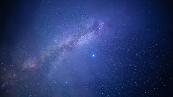 Milky Way with two bright stars, shooting stars