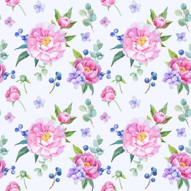 Beyaz arka planda pembe şakayıklar